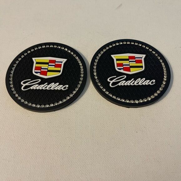Cadillac Car Cup Holder Coasters with bling set of 2 NWT - Picture 1 of 4